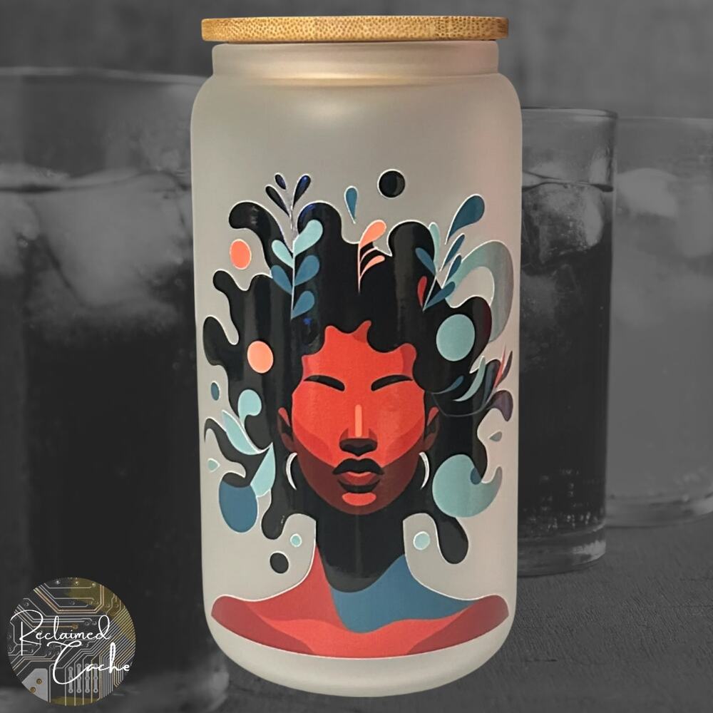 Vibrant Black Woman Frosted Glass #01